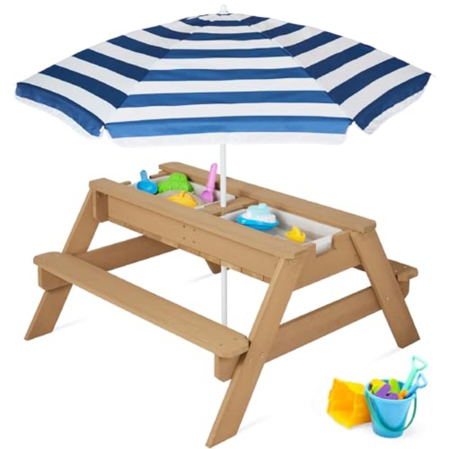 Kids Outdoor Table With Umbrella - طاولة نزهة خارجية للأطفال مع مظلة،