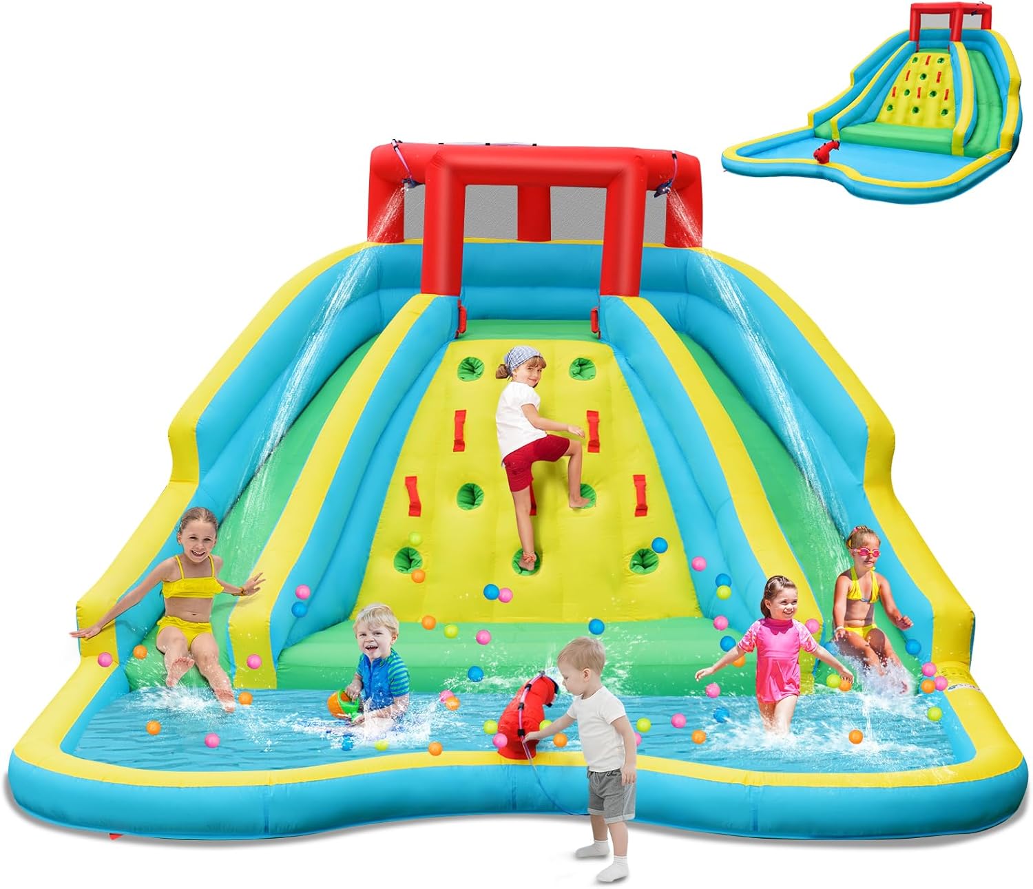 Kids Outdoor Climbing Wall - زحليقة مائية قابلة للنفخ عملاقة للأطفال،