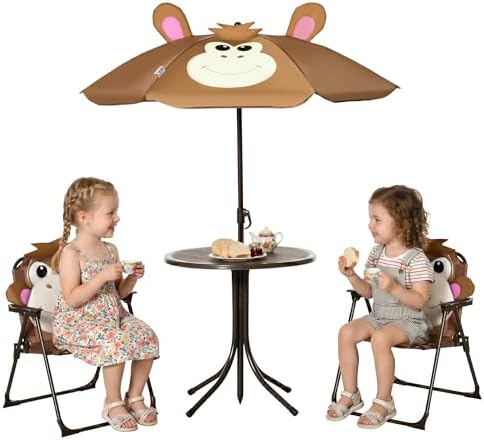 Kids Outdoor Table With Umbrella - طقم طاولة وكراسي للأطفال، طاولة نزهة