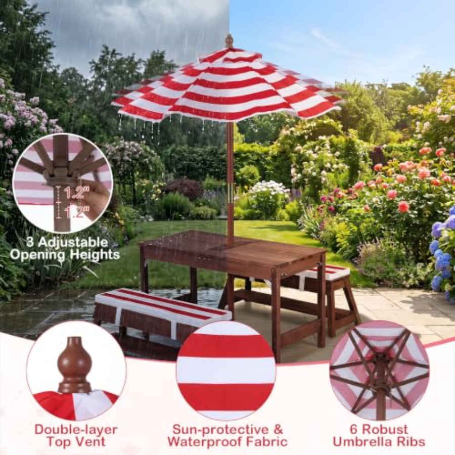 Kids Outdoor Table With Umbrella - طاولة نزهة خارجية للأطفال للاستخدام في