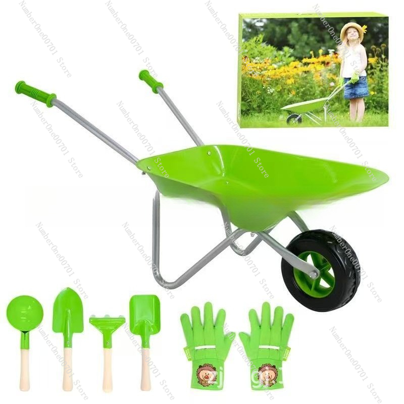 Kids Outdoor Playset - عربة يدوية خضراء للأطفال للعب في