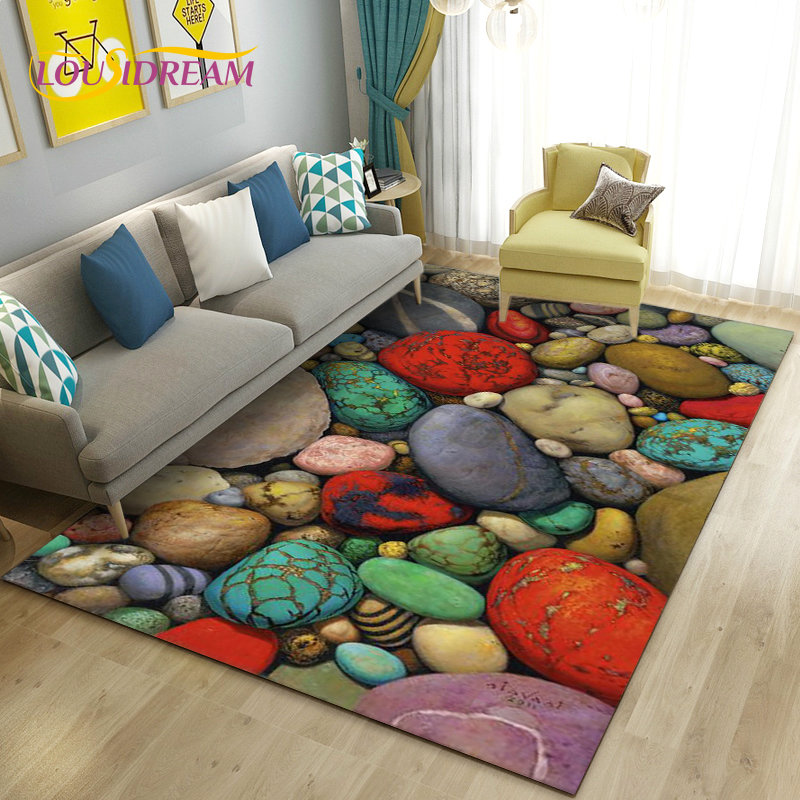 Kids Outdoor Area - سجادة منطقة حجرية ملونة ثلاثية الأبعاد