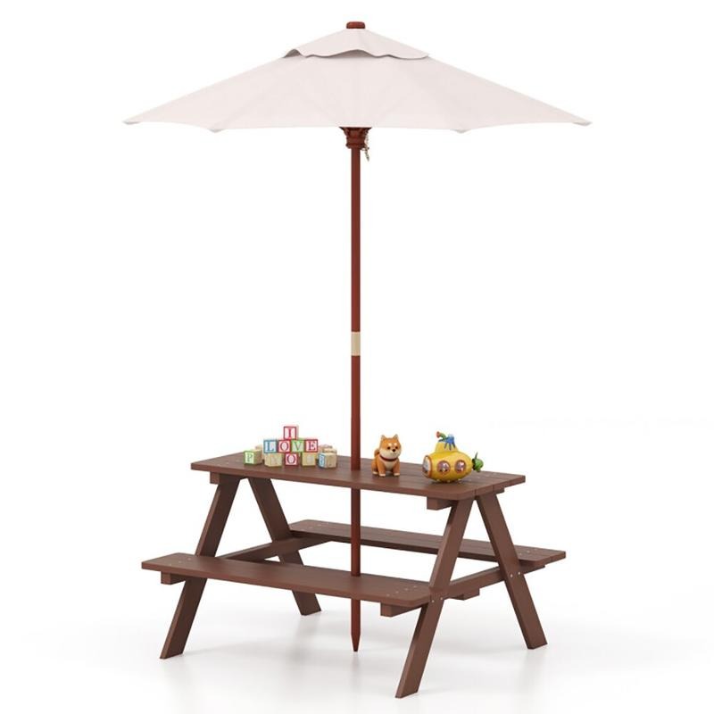 Kids Outdoor Table With Umbrella - طاولة نزهة خارجية للأطفال مع مقاعد