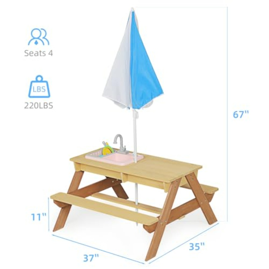 طاولة نزهة خارجية للأطفال مع م - مراجعة Kids Outdoor Table With Umbrella وسعره