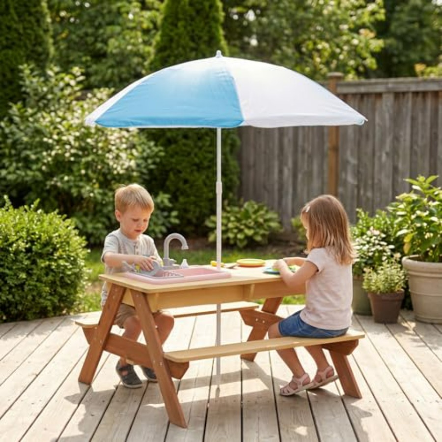 طاولة نزهة خارجية للأطفال مع م - مراجعة Kids Outdoor Table With Umbrella وسعره