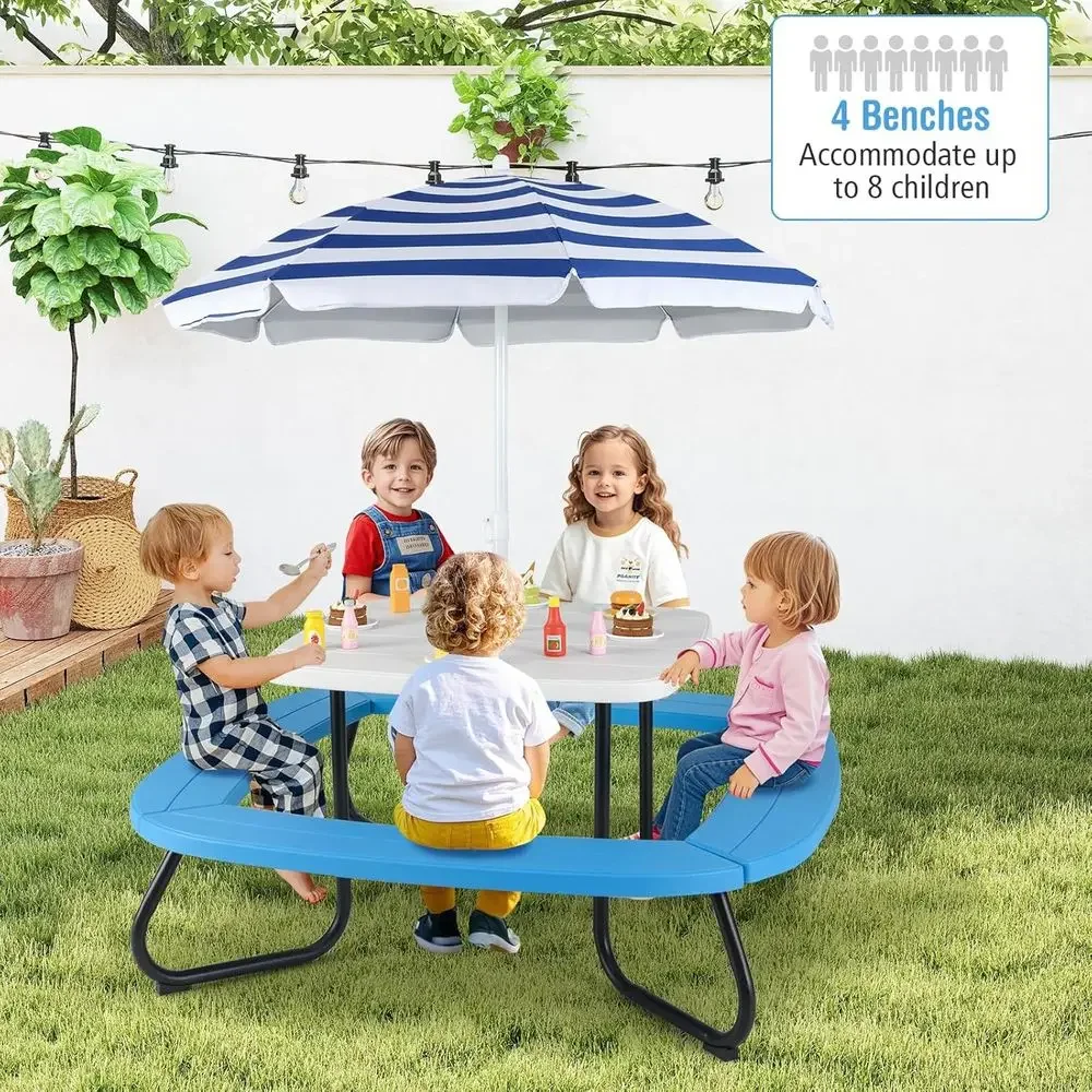 طاولة نزهة للأطفال تتسع لـ 8 أ - مراجعة Kids Outdoor Table With Umbrella وسعره
