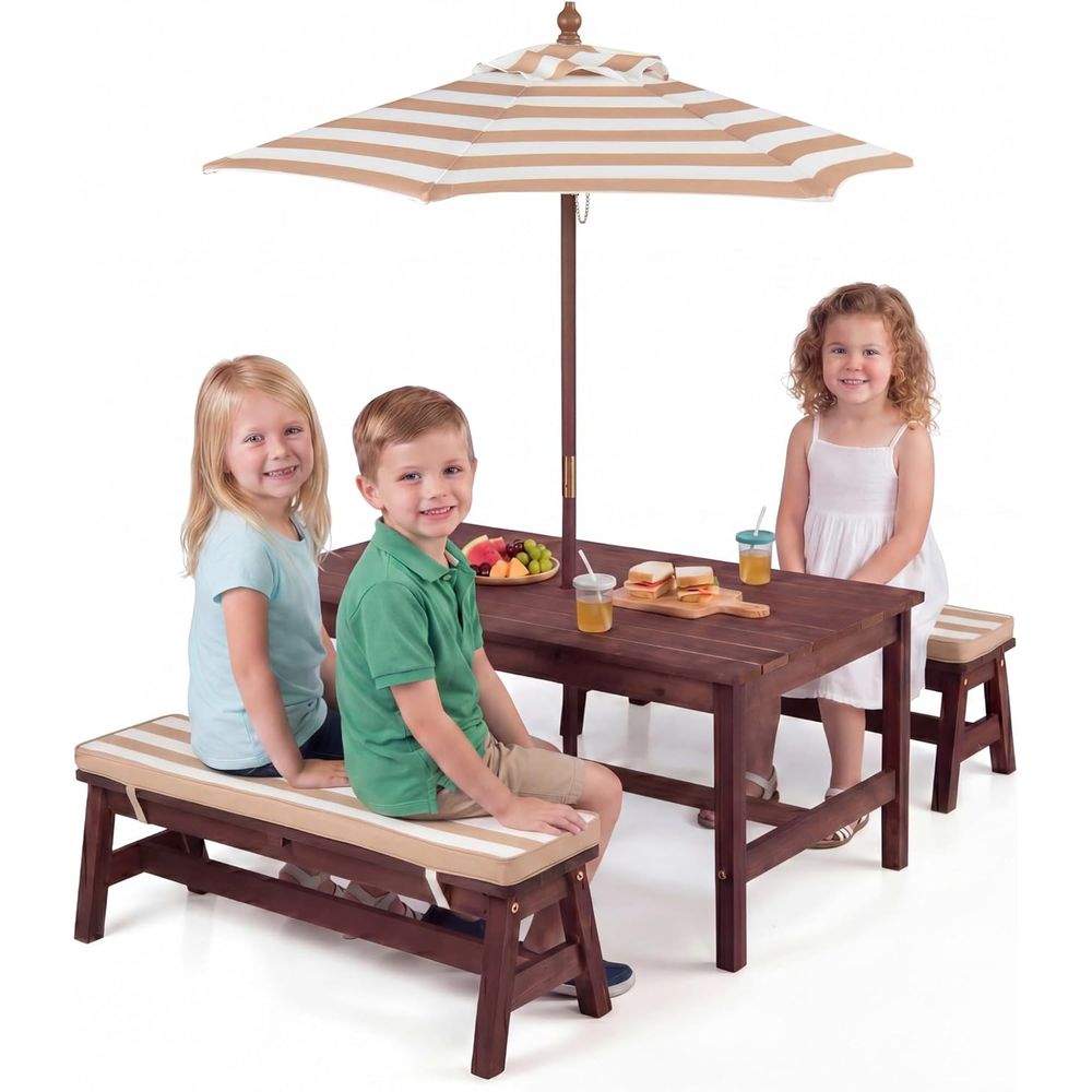 طاولة نزهة للأطفال، سطح طاولة  - مراجعة Kids Outdoor Table With Umbrella وسعره