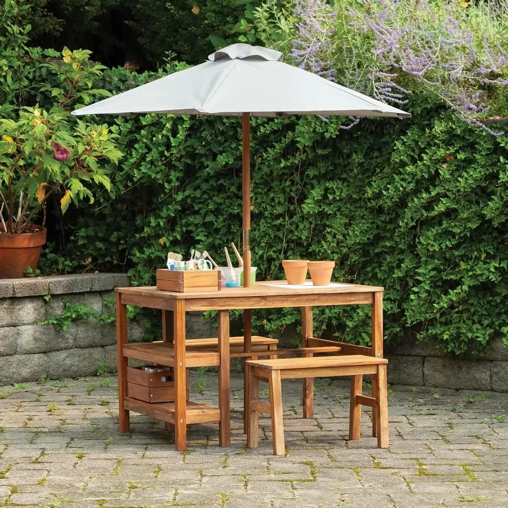 طاولة أطفال خارجية مع مقاعد وم - مراجعة Kids Outdoor Table With Umbrella وسعره