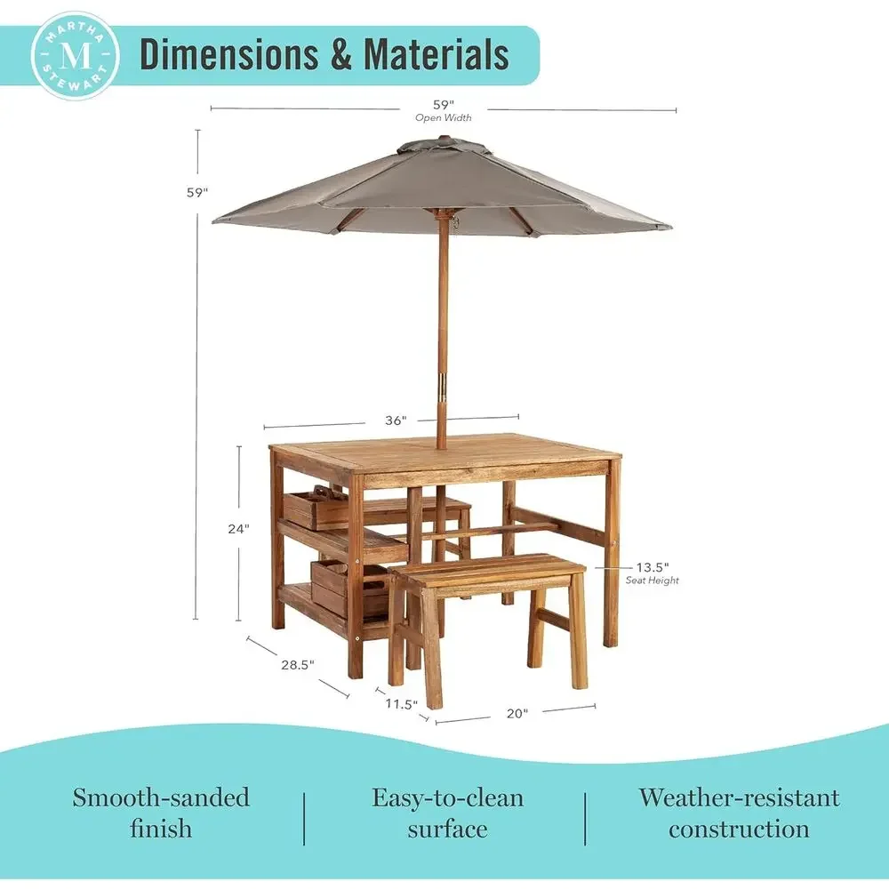 طاولة أطفال خارجية مع مقاعد وم - مراجعة Kids Outdoor Table With Umbrella وسعره