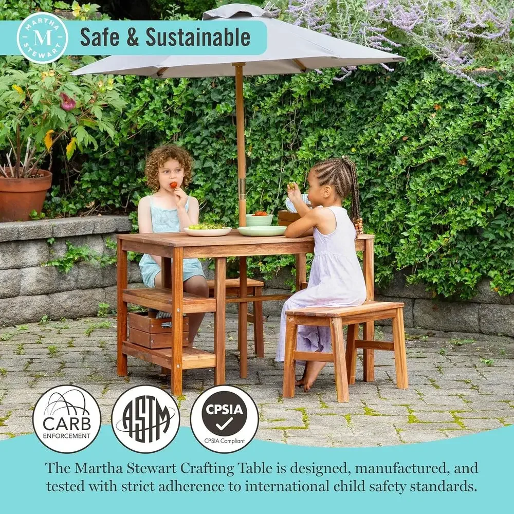 طاولة أطفال خارجية مع مقاعد وم - مراجعة Kids Outdoor Table With Umbrella وسعره