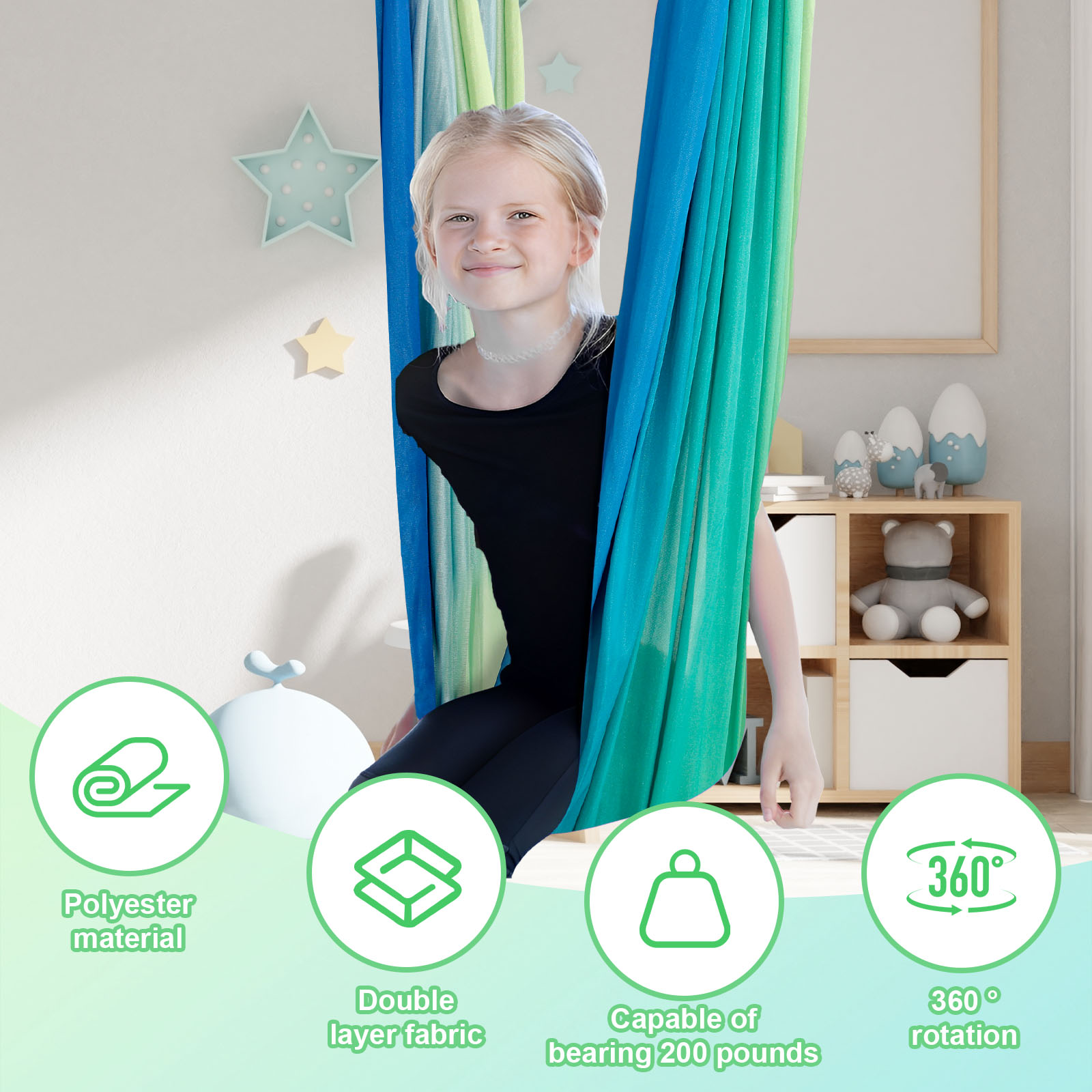 أرجوحة حسية للأطفال بطبقة مزدو - مراجعة Kids Outdoor Hammock Swing وسعره
