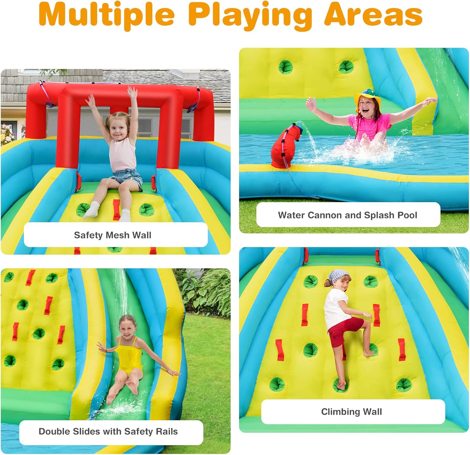 زحليقة مائية قابلة للنفخ عملاق - مراجعة Kids Outdoor Climbing Wall وسعره