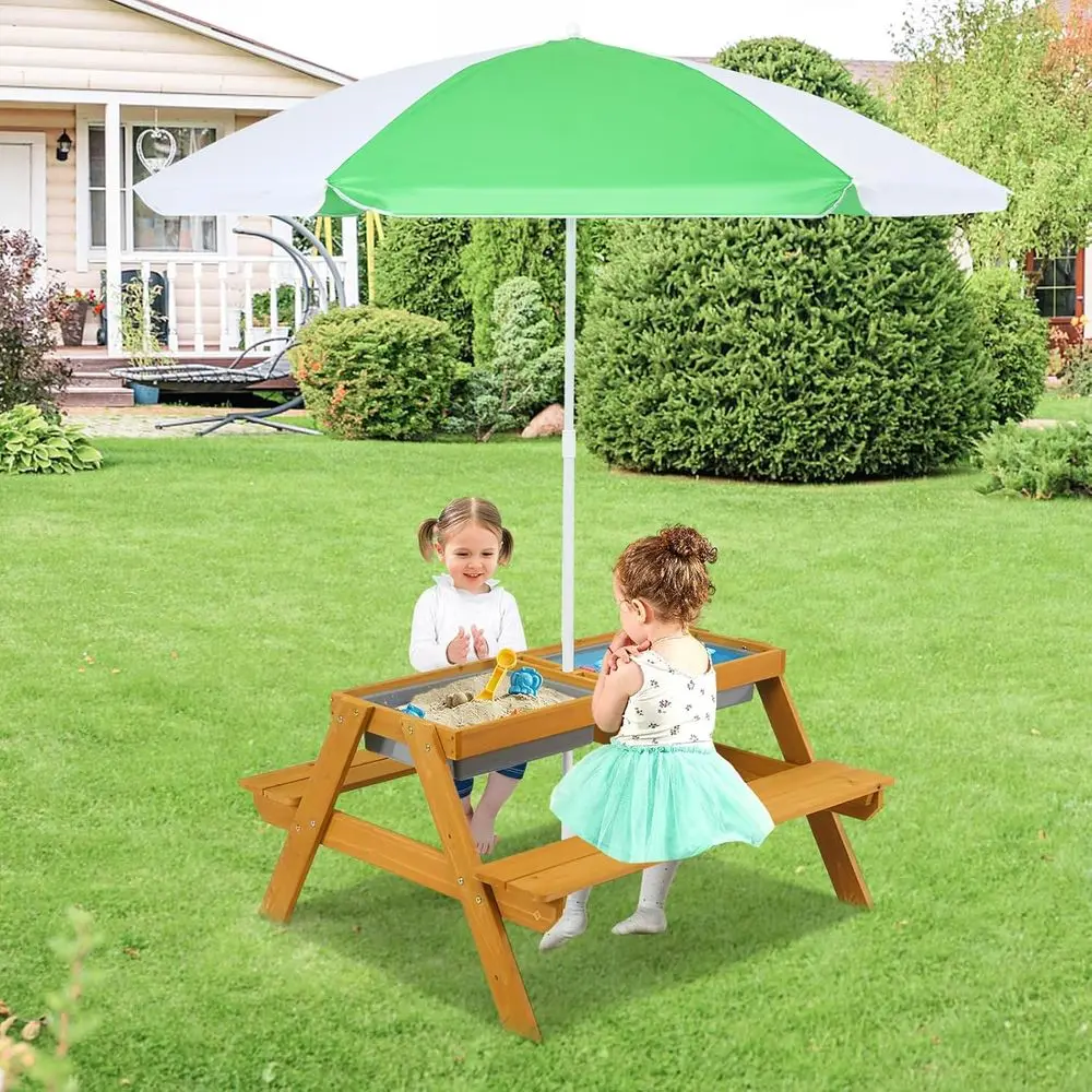 طاولة نزهة للأطفال 3 في 1 قابل - مراجعة Kids Outdoor Table With Umbrella وسعره