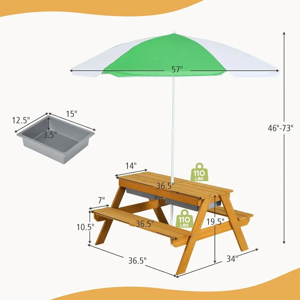 طاولة نزهة للأطفال 3 في 1 قابل - مراجعة Kids Outdoor Table With Umbrella وسعره