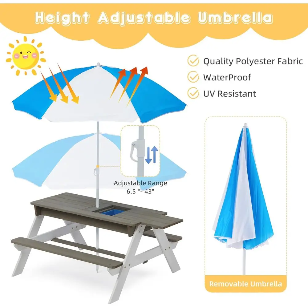 طاولة نزهة خشبية قابلة للتحويل - مراجعة Kids Outdoor Table With Umbrella وسعره
