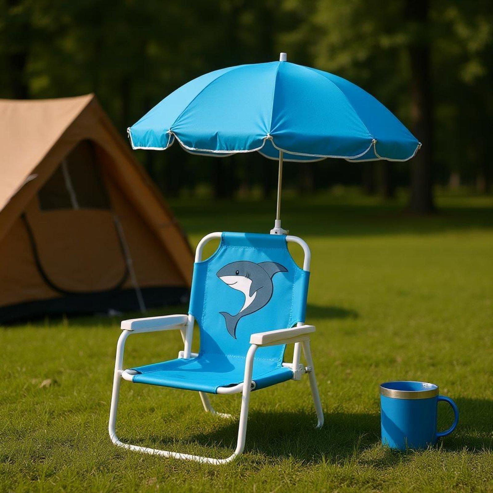 كرسي شاطئ للأطفال مع مظلة، تصم - مراجعة Kids Outdoor Foldable Chair وسعره