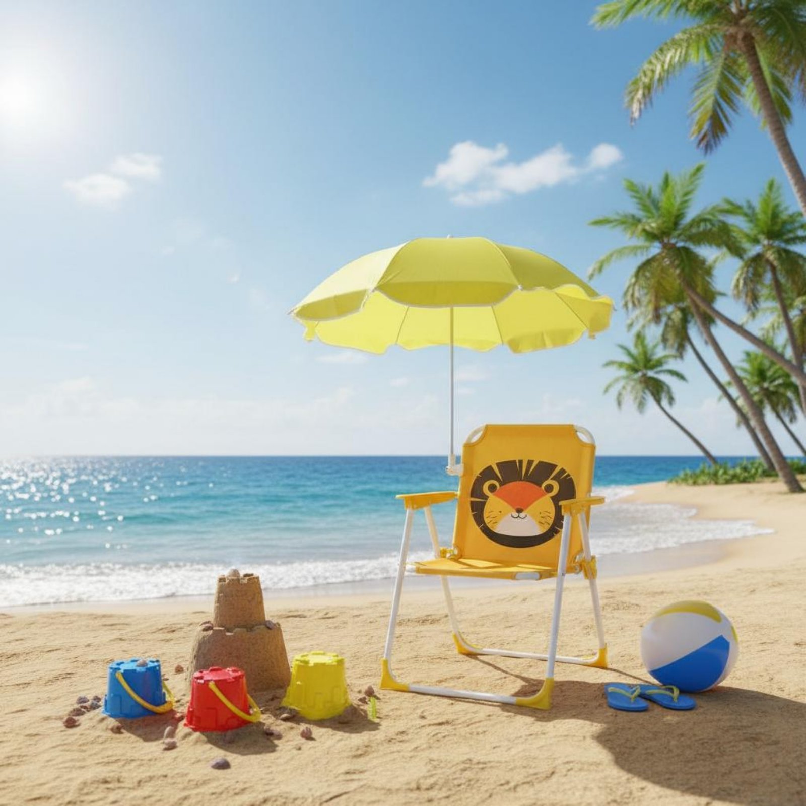 كرسي شاطئ للأطفال مع مظلة، تصم - مراجعة Kids Outdoor Foldable Chair وسعره