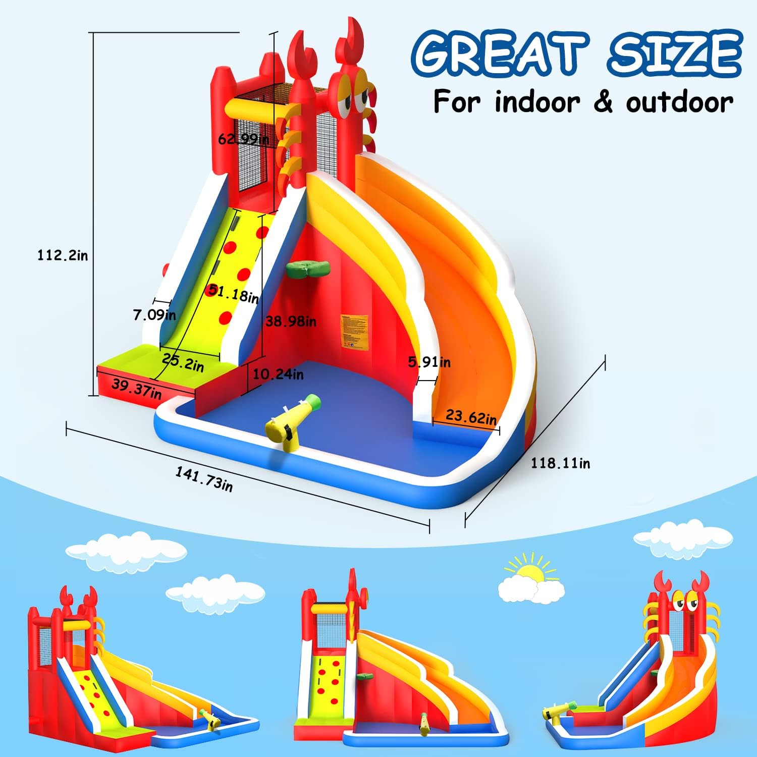 منزل قفز قابل للنفخ كبير الحجم - مراجعة Kids Outdoor Climbing Wall وسعره