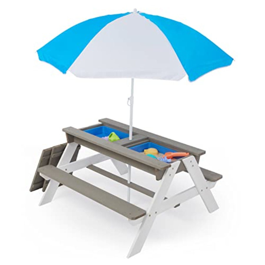 طاولة نزهة خشبية للأطفال للاست - مراجعة Kids Outdoor Table With Umbrella وسعره