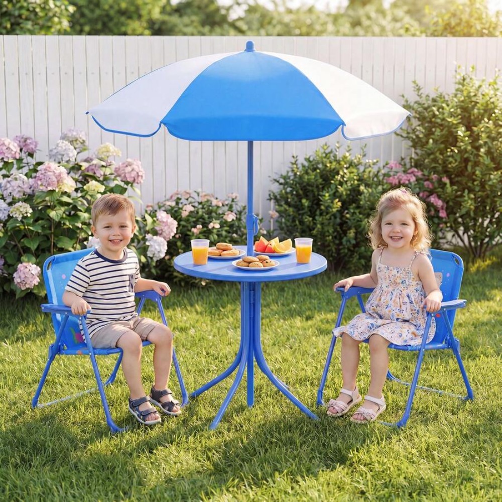 طاولة نزهة للأطفال مع كرسيين ق - مراجعة Kids Outdoor Table With Umbrella وسعره